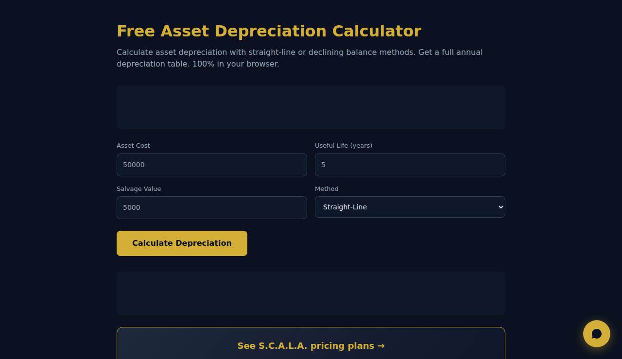 Calculateur d’amortissement gratuit - S.C.A.L.A.