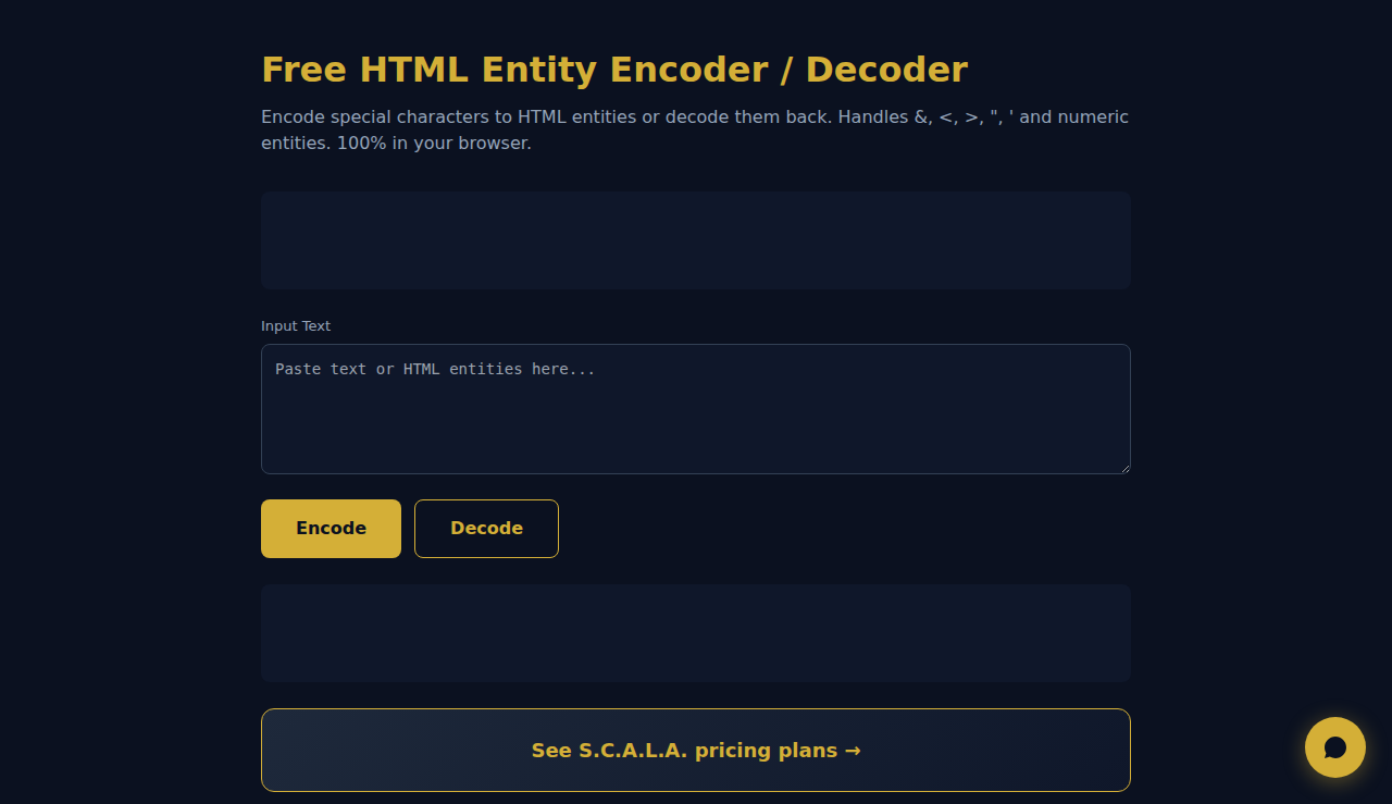 Codificatore / Decodificatore Entita HTML Gratis - S.C.A.L.A.