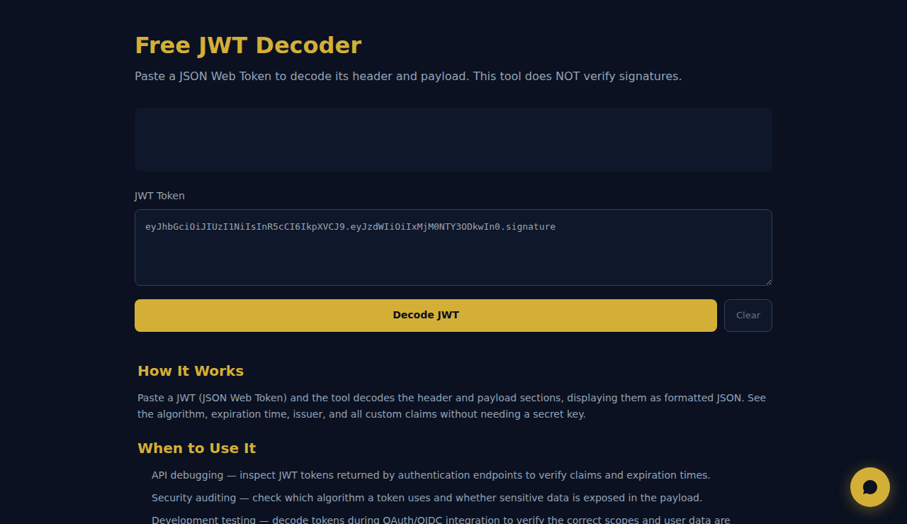 Decodificatore JWT Gratis - S.C.A.L.A.