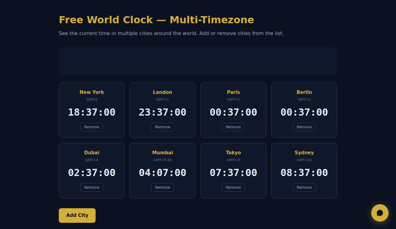 Horloge mondiale gratuite — multi-fuseaux - S.C.A.L.A.
